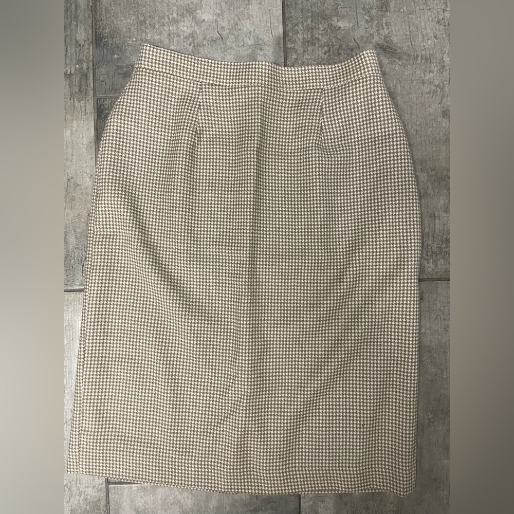 Vintage Cleo Brown and Cream Checked Pencil Skirt